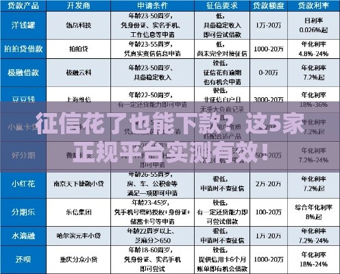 征信花了也能下款？这5家正规平台实测有效！
