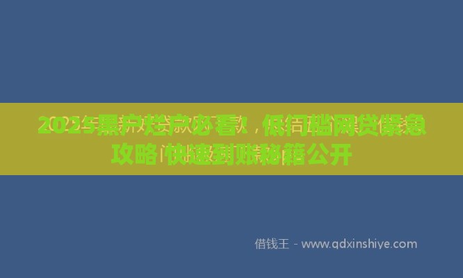 2025黑户烂户必看！低门槛网贷紧急攻略 快速到账秘籍公开