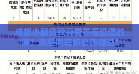 成都小额贷款真有不看征信的吗？这些内幕你必须知道！