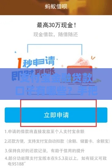 支付宝金融贷款口子有哪些?手把手教你快速申请攻略! 支付宝金融贷款口子有哪些?手把手教你快速申请攻略!