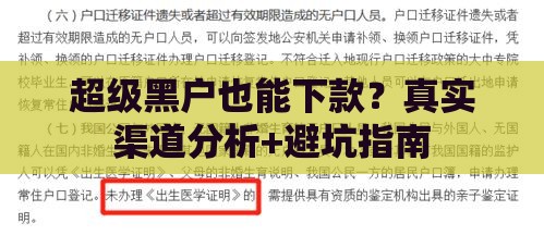 超级黑户也能下款？真实渠道分析+避坑指南