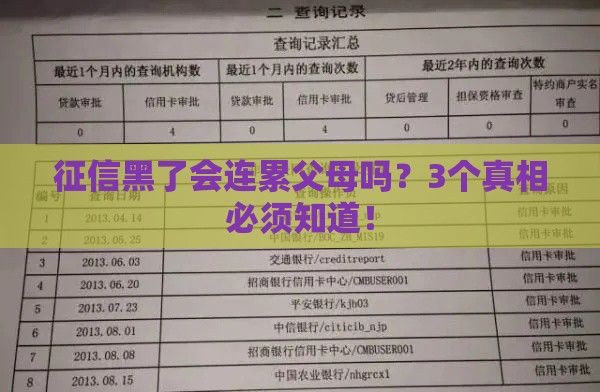 征信黑了会连累父母吗？3个真相必须知道！