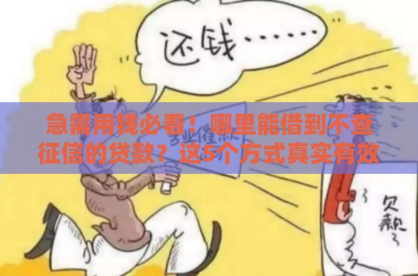 急需用钱必看！哪里能借到不查征信的贷款？这5个方式真实有效