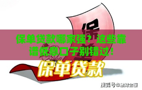 保单贷款哪家强？这些靠谱低息口子别错过！