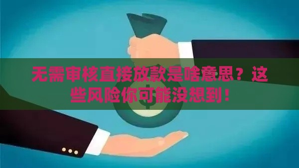 无需审核直接放款是啥意思？这些风险你可能没想到！