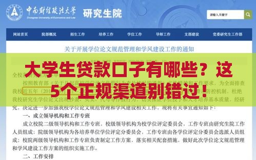 大学生贷款口子有哪些？这5个正规渠道别错过！
