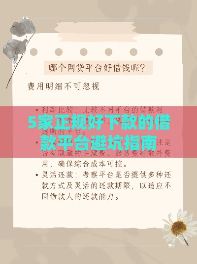 5家正规好下款的借款平台避坑指南