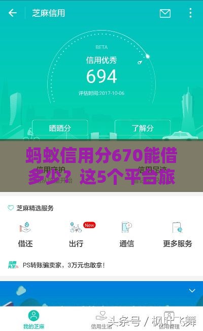 蚂蚁信用分670能借多少？这5个平台旅游借款低门槛