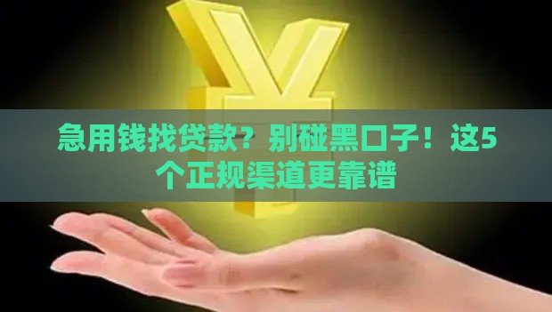 急用钱找贷款？别碰黑口子！这5个正规渠道更靠谱