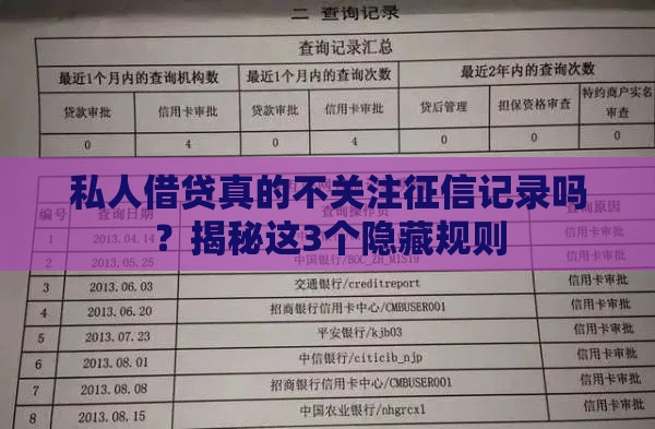 私人借贷真的不关注征信记录吗？揭秘这3个隐藏规则