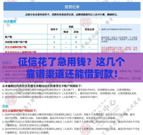 征信花了急用钱？这几个靠谱渠道还能借到款！