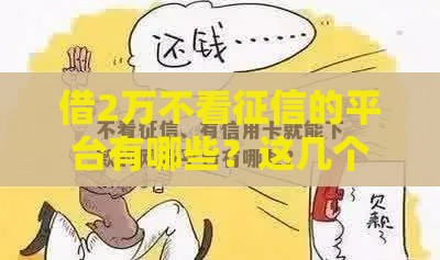 借2万不看征信的平台有哪些？这几个低门槛渠道能救急