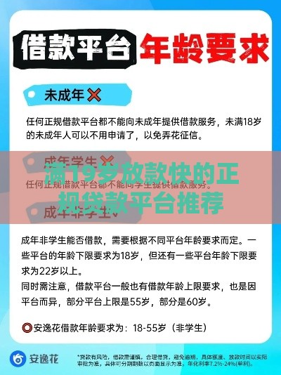 满19岁放款快的正规贷款平台推荐