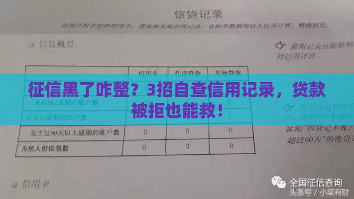 征信黑了咋整？3招自查信用记录，贷款被拒也能救！