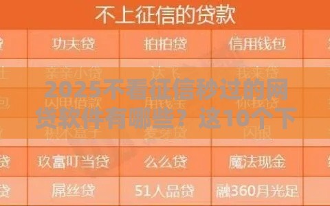 2025不看征信秒过的网贷软件有哪些？这10个下款快好通过