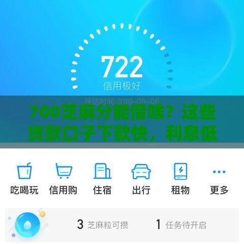 700芝麻分能借啥？这些贷款口子下款快，利息低！