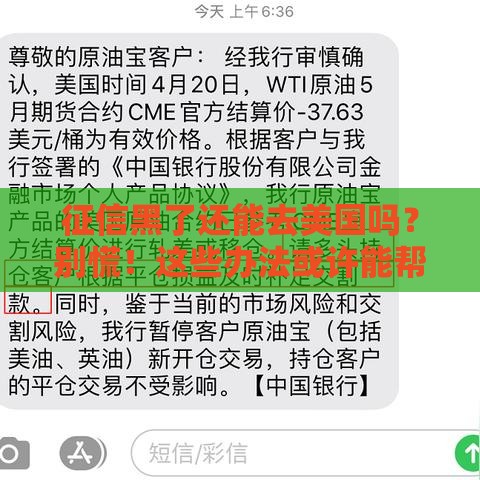 征信黑了还能去美国吗？别慌！这些办法或许能帮到你