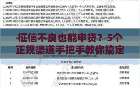 征信不良也能申贷？5个正规渠道手把手教你搞定资金