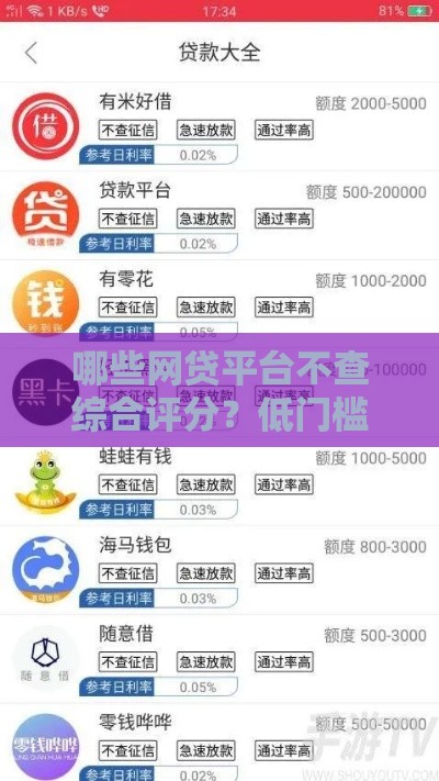 哪些网贷平台不查综合评分？低门槛借款渠道推荐