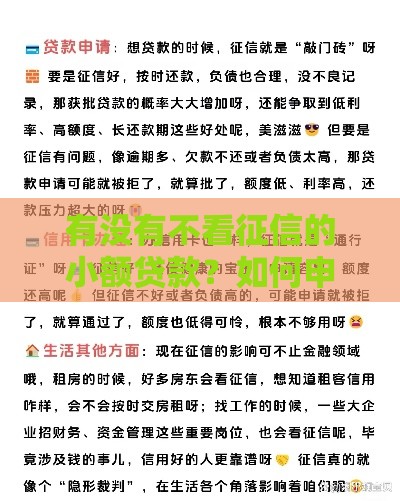 有没有不看征信的小额贷款？如何申请？