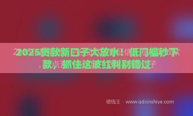2025贷款新口子大放水！低门槛秒下款，抓住这波红利别错过