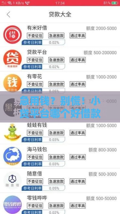 急用钱？别慌！小贷平台哪个好借款？靠谱平台怎么选？避坑攻略这篇说透了！