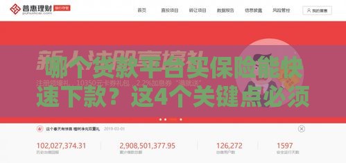 哪个贷款平台买保险能快速下款？这4个关键点必须懂！