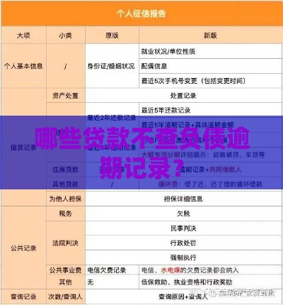 哪些贷款不查负债逾期记录？