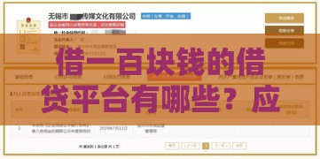 借一百块钱的借贷平台有哪些？应急周转必看，这些渠道快速到账！