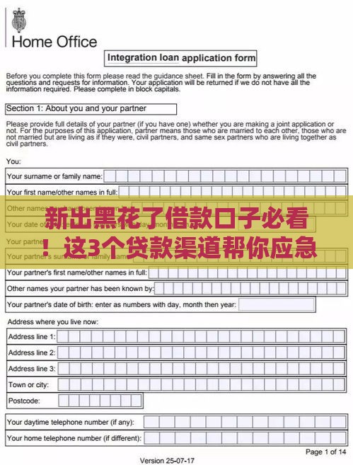 新出黑花了借款口子必看！这3个贷款渠道帮你应急周转