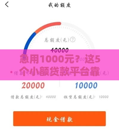 急用1000元？这5个小额贷款平台靠谱又灵活！