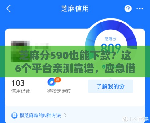 芝麻分590也能下款？这6个平台亲测靠谱，应急借钱必看攻略！
