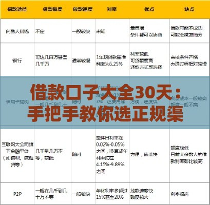 借款口子大全30天：手把手教你选正规渠道避坑指南