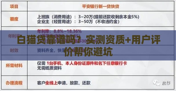 白猫贷靠谱吗？实测资质+用户评价帮你避坑