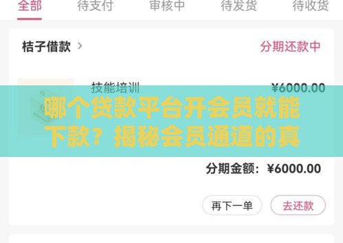 哪个贷款平台开会员就能下款？揭秘会员通道的真相，这些细节要注意！