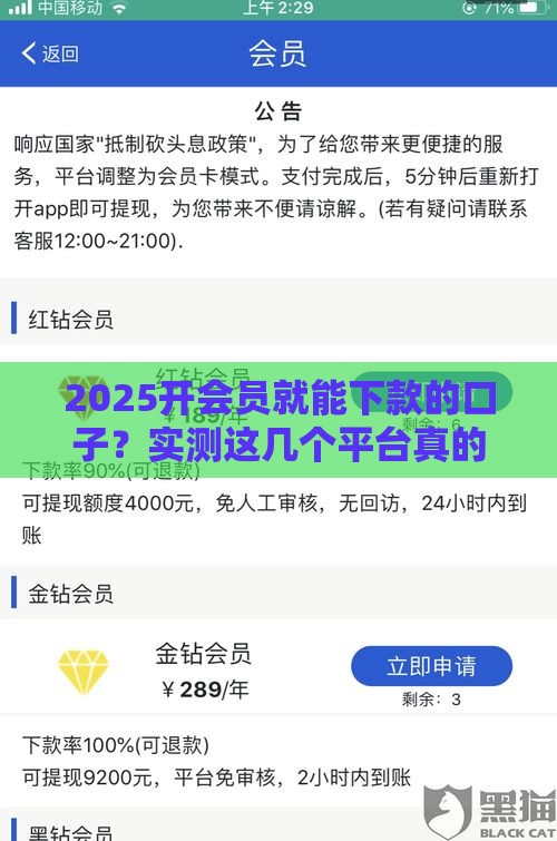 2025开会员就能下款的口子？实测这几个平台真的能过！