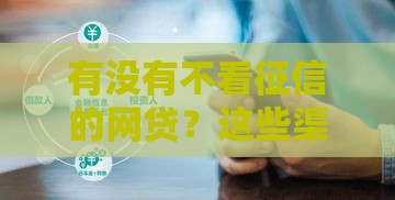 有没有不看征信的网贷？这些渠道或许能帮到你