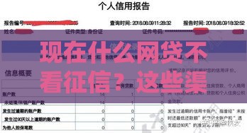 现在什么网贷不看征信？这些渠道或许能帮到你