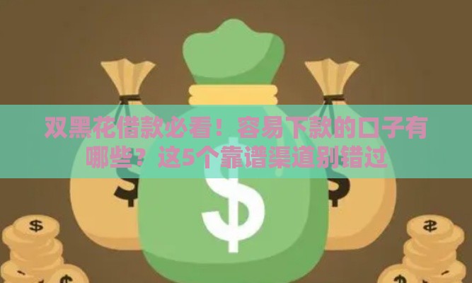 双黑花借款必看！容易下款的口子有哪些？这5个靠谱渠道别错过
