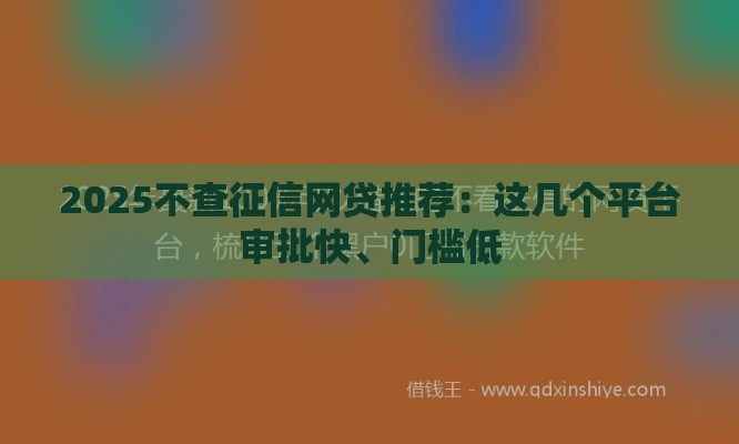 2025不查征信网贷推荐：这几个平台审批快、门槛低