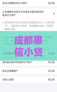 成都惠信小贷上征信吗？一文说清贷款必知细节