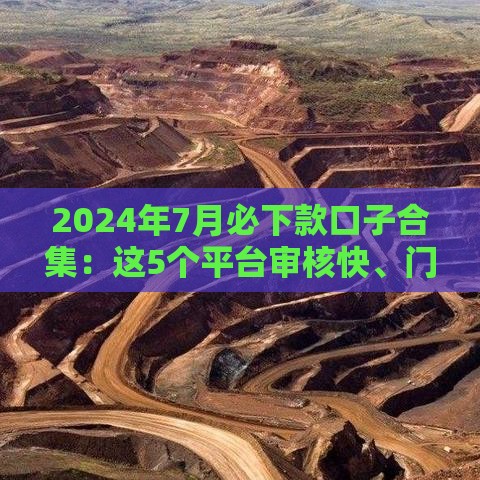 2024年7月必下款口子合集：这5个平台审核快、门槛低