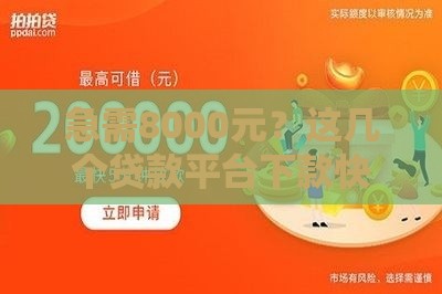 急需8000元？这几个贷款平台下款快、审核松！