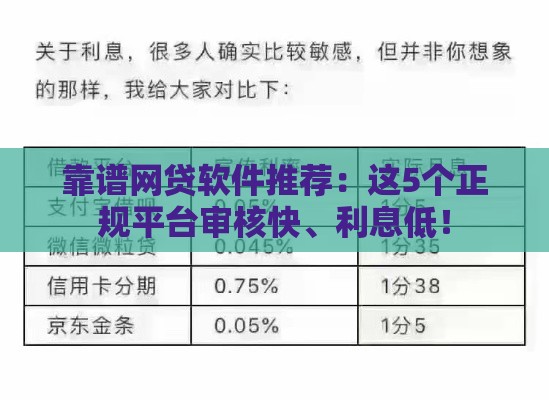靠谱网贷软件推荐：这5个正规平台审核快、利息低！
