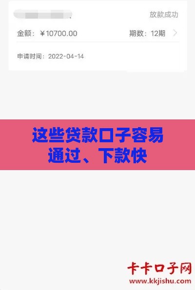 这些贷款口子容易通过、下款快
