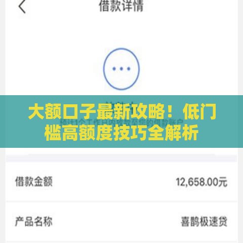 大额口子最新攻略！低门槛高额度技巧全解析