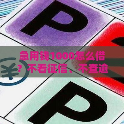 急用钱1000怎么借？不看征信、不查逾期，这些低门槛方法帮你应急！