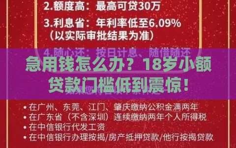急用钱怎么办?18岁小额贷款门槛低到震惊! 急用钱怎么办?18岁小额贷款门槛低到震惊!