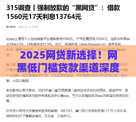 2025网贷新选择!网黑低门槛贷款渠道深度解析 2025网贷新选择!网黑低门槛贷款渠道深度解析