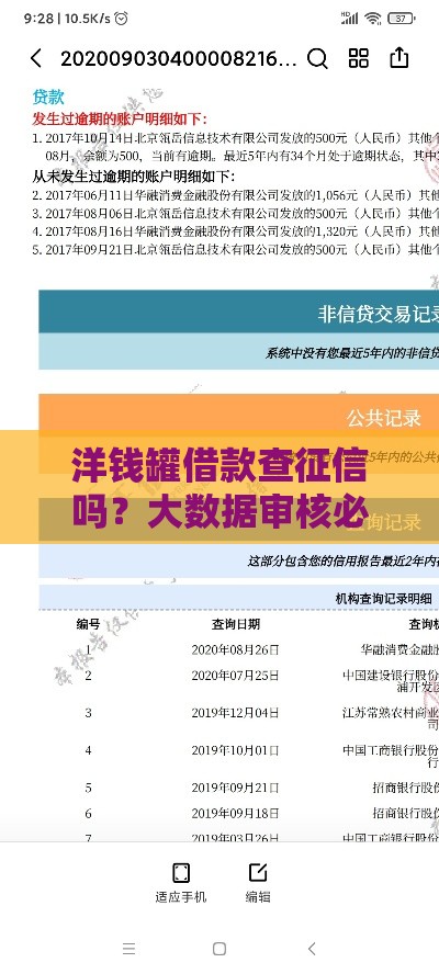 洋钱罐借款查征信吗？大数据审核必看这3点